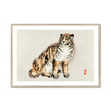 Tiger - Kōno Bairei Kacho-e Art Print, Traditional Asian-style Ink Watercolor Painting Seated Tiger Bold