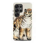 Tiger - Kono Bairei Meiji Animal Phone Case Sleek Off-white Phone Case Detailed Illustration Orange Black Kōno Bairei Tiger, Meiji Animal