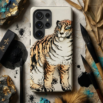Tiger - Kono Bairei Meiji Animal Phone Case White Phone Case Detailed Hand-painted Illustration Orange Black Kōno Bairei Tiger, Meiji