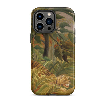 Tiger in a Tropical Storm - Henri Rousseau Iphone Case, 14 Pro Max / Matte, Tiger-themed Iphone Case