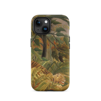 Tiger in a Tropical Storm - Henri Rousseau Iphone Case, 15 / Matte, Tiger-themed Phone Case
