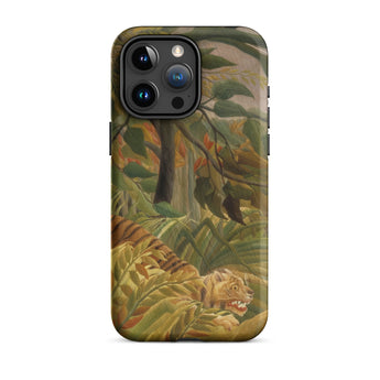 Tiger in a Tropical Storm - Henri Rousseau Iphone Case, 15 Pro Max / Matte, Tiger-themed Phone Case