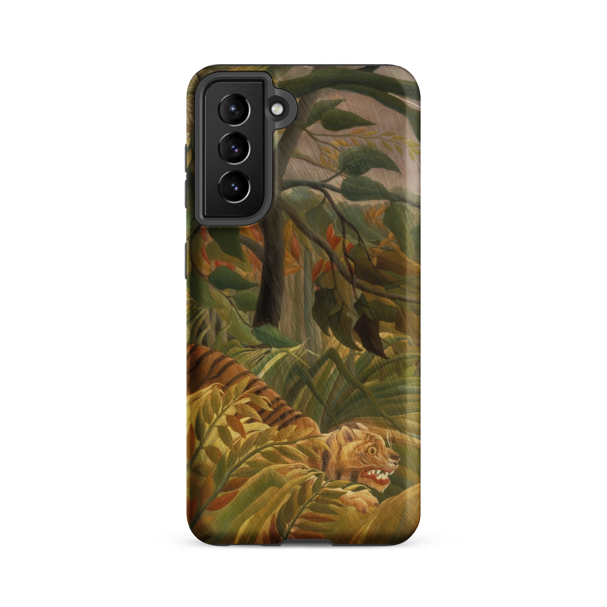 Tiger in a Tropical Storm Henri Rousseau Samsung Case, Galaxy S21 Fe / Matte, Smartphone Case Jungle Themed Painting Tiger