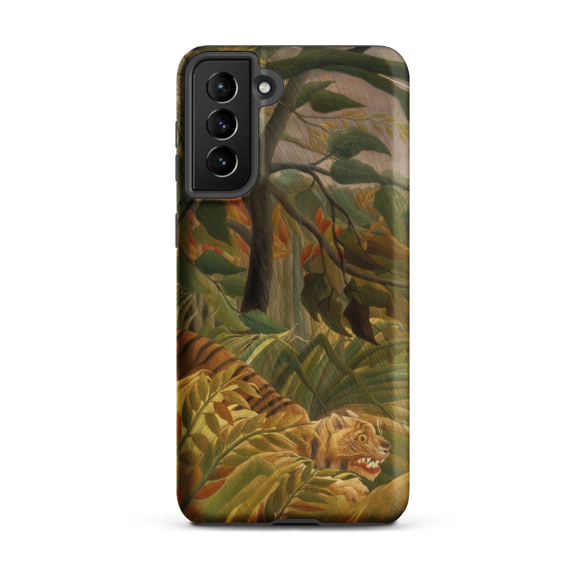 Tiger in a Tropical Storm Henri Rousseau Samsung Case, Galaxy S21 Plus / Matte, Smartphone Case Jungle Themed Painting Tiger