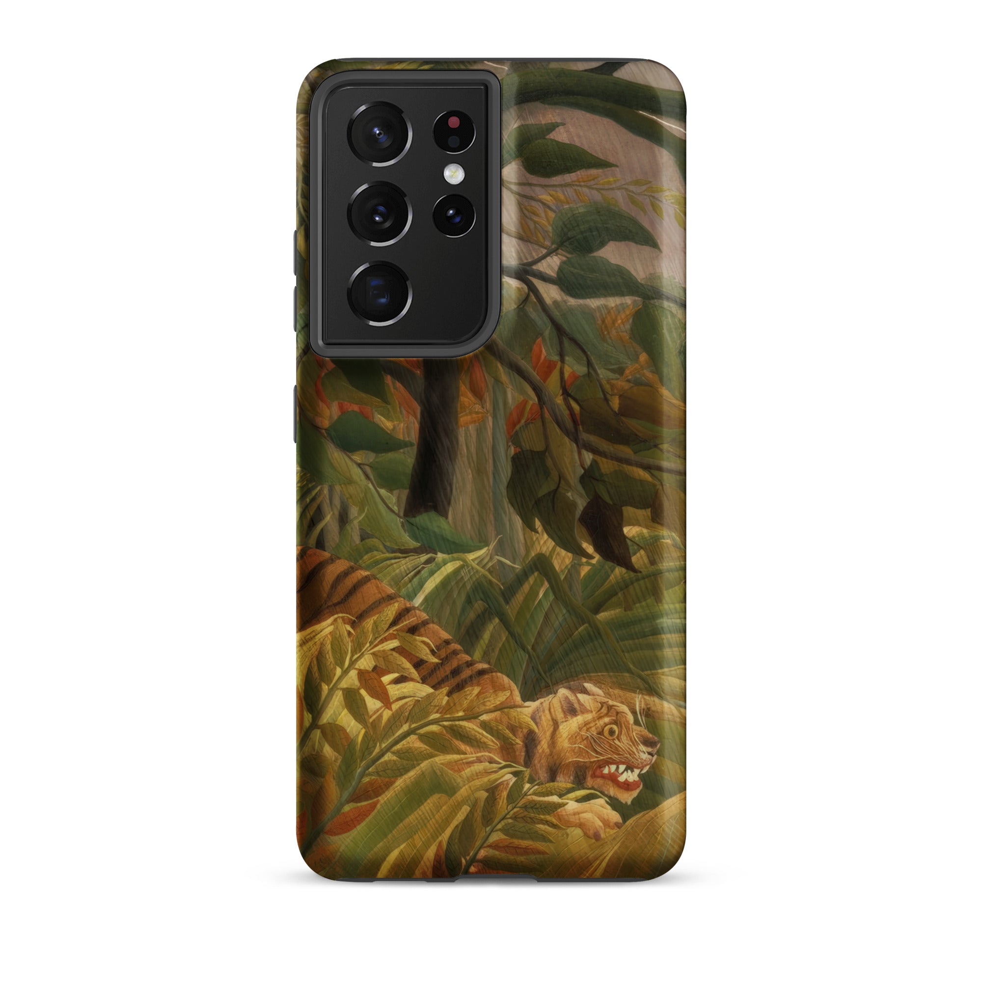 Tiger in a Tropical Storm Henri Rousseau Samsung Case, Galaxy S21 Ultra / Matte, Smartphone Case Jungle Scene Painting Tiger
