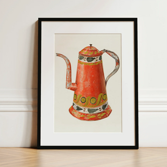 Tin Coffee Pot - Harry Grossen Kitchen Art Print / Canvas, 12x16’’ / 31x41cm / Black Frame / Matboard, Posters Prints & Visual Artwork,