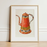 Tin Coffee Pot - Harry Grossen Kitchen Art Print / Canvas, 12x16’’ / 31x41cm / Natural Frame / Matboard, Posters Prints & Visual Artwork,