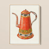 Tin Coffee Pot - Harry Grossen Kitchen Art Print / Canvas, 12x16’’ / 31x41cm / Natural Frame, Posters Prints & Visual Artwork, Toby Leon