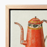 Tin Coffee Pot - Harry Grossen Kitchen Art Print / Canvas Vintage-style Orange Distressed Finish Decorative Green 1930s, Grossen’s