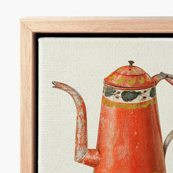 Tin Coffee Pot - Harry Grossen Kitchen Art Print / Canvas Vintage-style Orange Distressed Finish Decorative Green 1930s, Grossen’s
