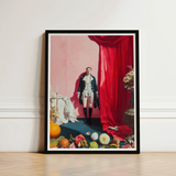 Framed Art Print Man Historical Attire Pink Wall Queer Baroque Portraiture, Stage Lights Rake, Rose