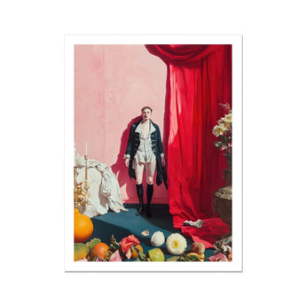 Tinker Tailor - Gay Lowbrow New Romantic Art Print / Canvas Figure Period Costume Black Cape White Breeches Stands Queer Baroque