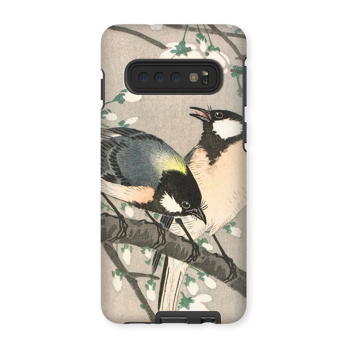 Tits On Cherry Branch - Bird Art Phone Case - Ohara Koson - Samsung Galaxy S10 / Matte - Mobile Phone Cases - Aesthetic