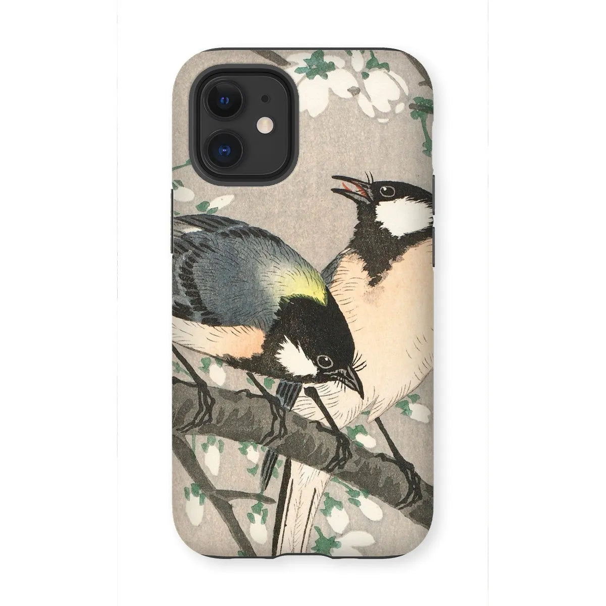 Tits On Cherry Branch - Bird Art Phone Case - Ohara Koson - Iphone 12 Mini / Matte - Mobile Phone Cases - Aesthetic Art