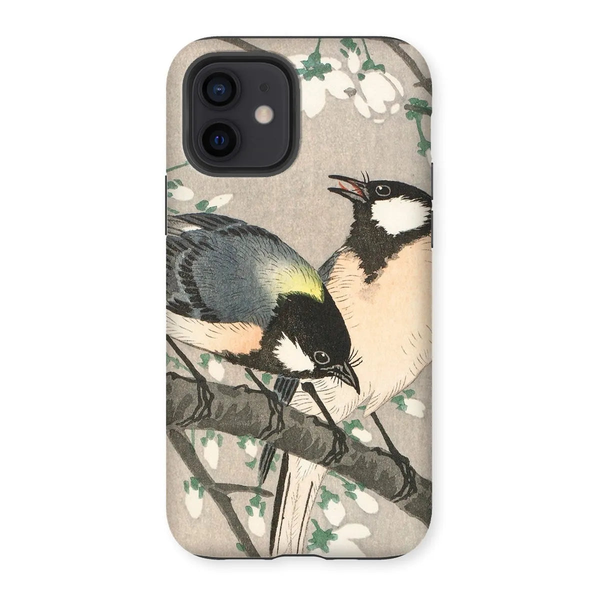 Tits On Cherry Branch - Bird Art Phone Case - Ohara Koson - Iphone 12 / Matte - Mobile Phone Cases - Aesthetic Art