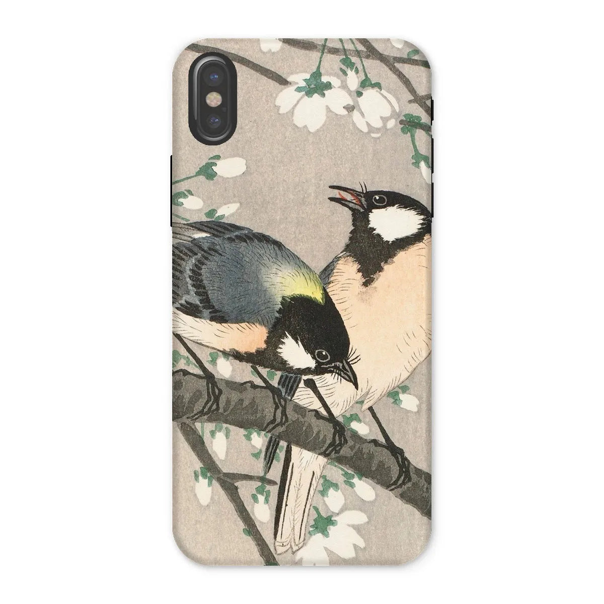 Tits On Cherry Branch - Bird Art Phone Case - Ohara Koson - Iphone x / Matte - Mobile Phone Cases - Aesthetic Art