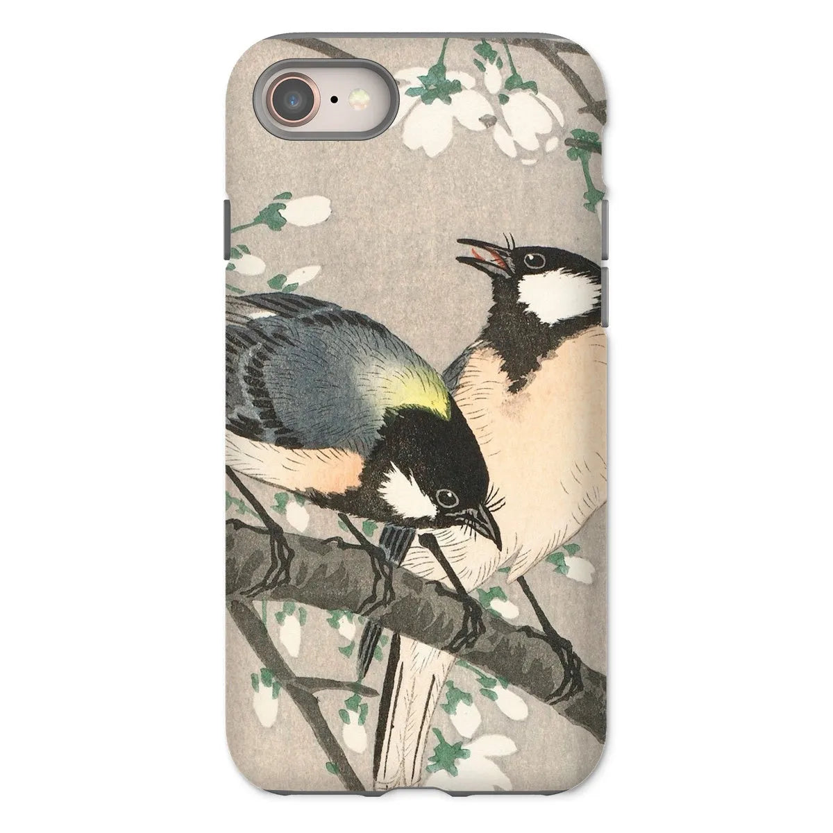 Tits On Cherry Branch - Bird Art Phone Case - Ohara Koson - Iphone 8 / Matte - Mobile Phone Cases - Aesthetic Art