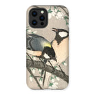Tits on Cherry Branch - Ohara Koson Iphone Case, 13 Pro Max / Matte, Phone Case Artistic Illustration Two Birds Perched Branch