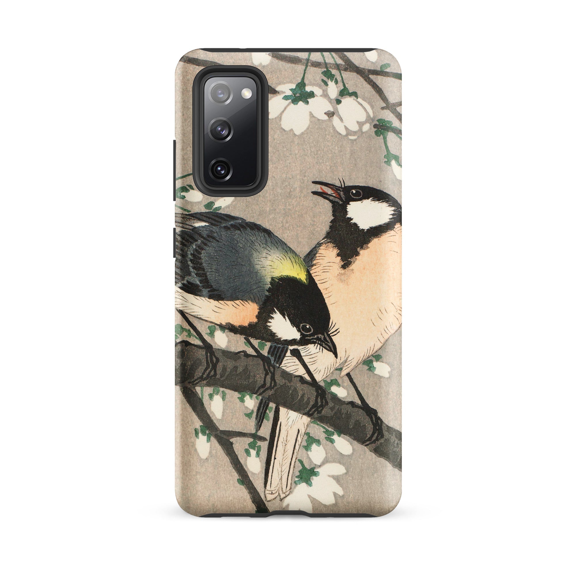 Tits on Cherry Branch Ohara Koson Samsung Case, Galaxy S20 Fe / Matte, Phone Case Two Birds Branch White Blossoms