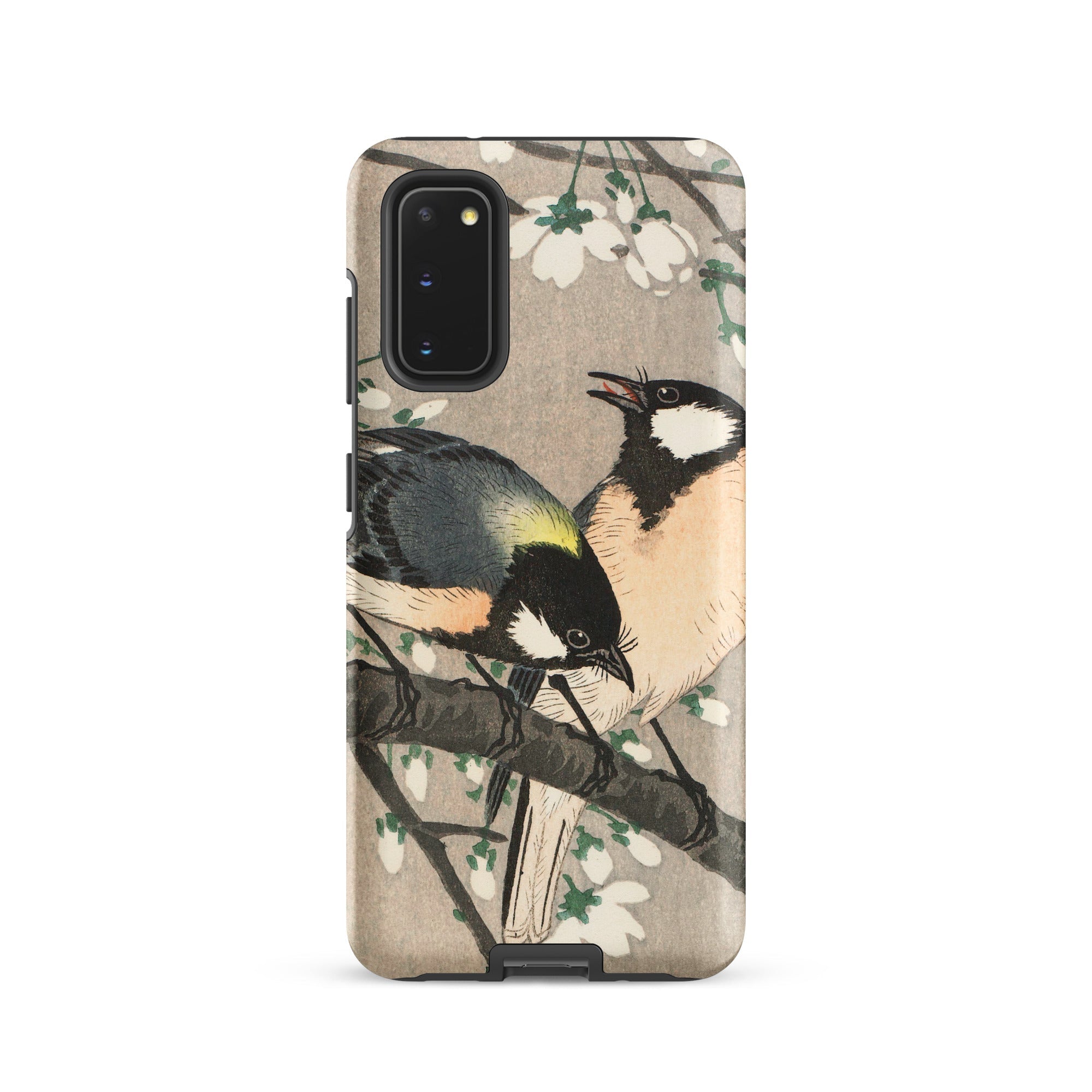 Tits on Cherry Branch Ohara Koson Samsung Case, Galaxy S20 / Matte, Phone Case Illustration Two Birds Branch White Flowers
