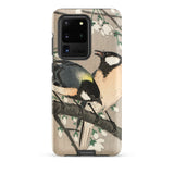 Tits on Cherry Branch - Ohara Koson Samsung Case, Galaxy S20 Ultra / Matte, Smartphone Case Illustration Two Birds Branch White Blossoms
