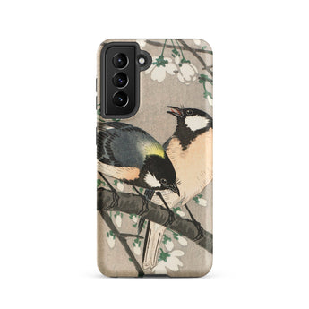 Tits on Cherry Branch - Ohara Koson Samsung Case, Galaxy S21 / Matte, Smartphone Case Traditional Illustration Two Birds Perched Cherry