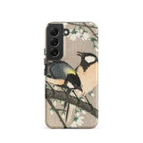 Tits on Cherry Branch - Ohara Koson Samsung Case, Galaxy S22 / Matte, Smartphone Case Design Two Birds Perched Branch White