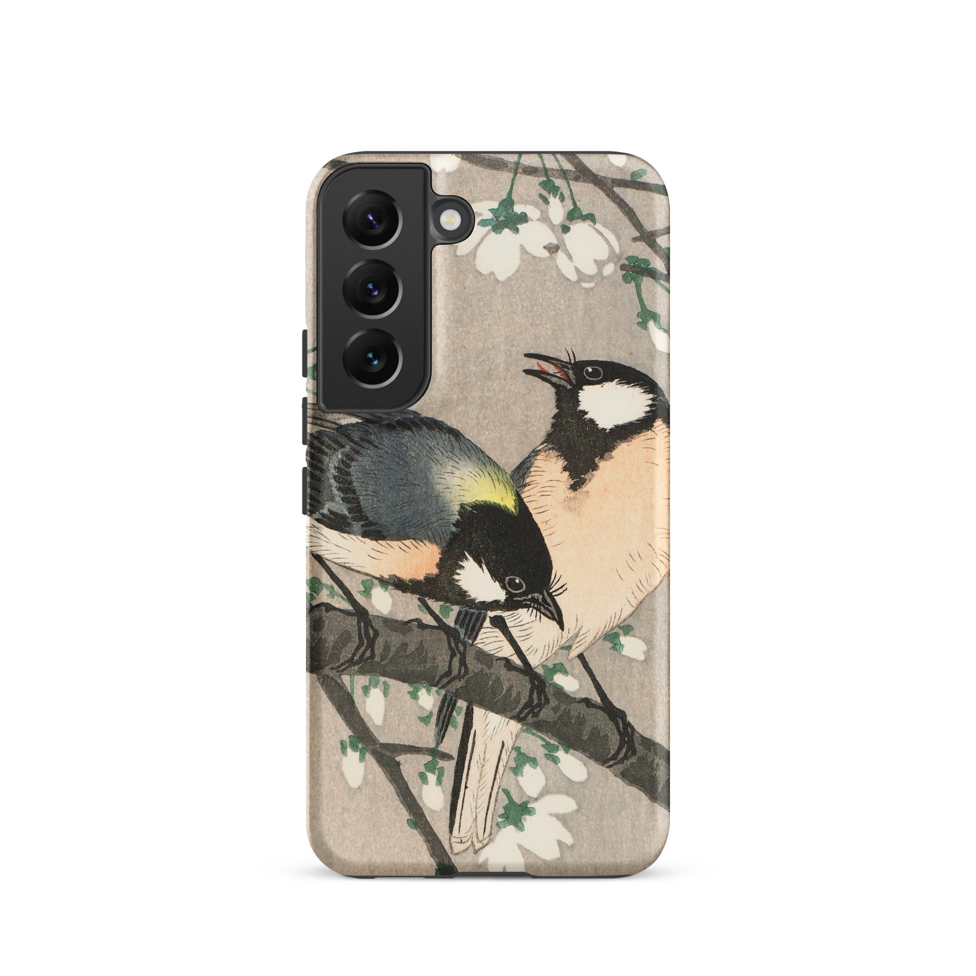Tits on Cherry Branch Ohara Koson Samsung Case, Galaxy S22 / Matte, Smartphone Case Design Two Birds Perched Branch White