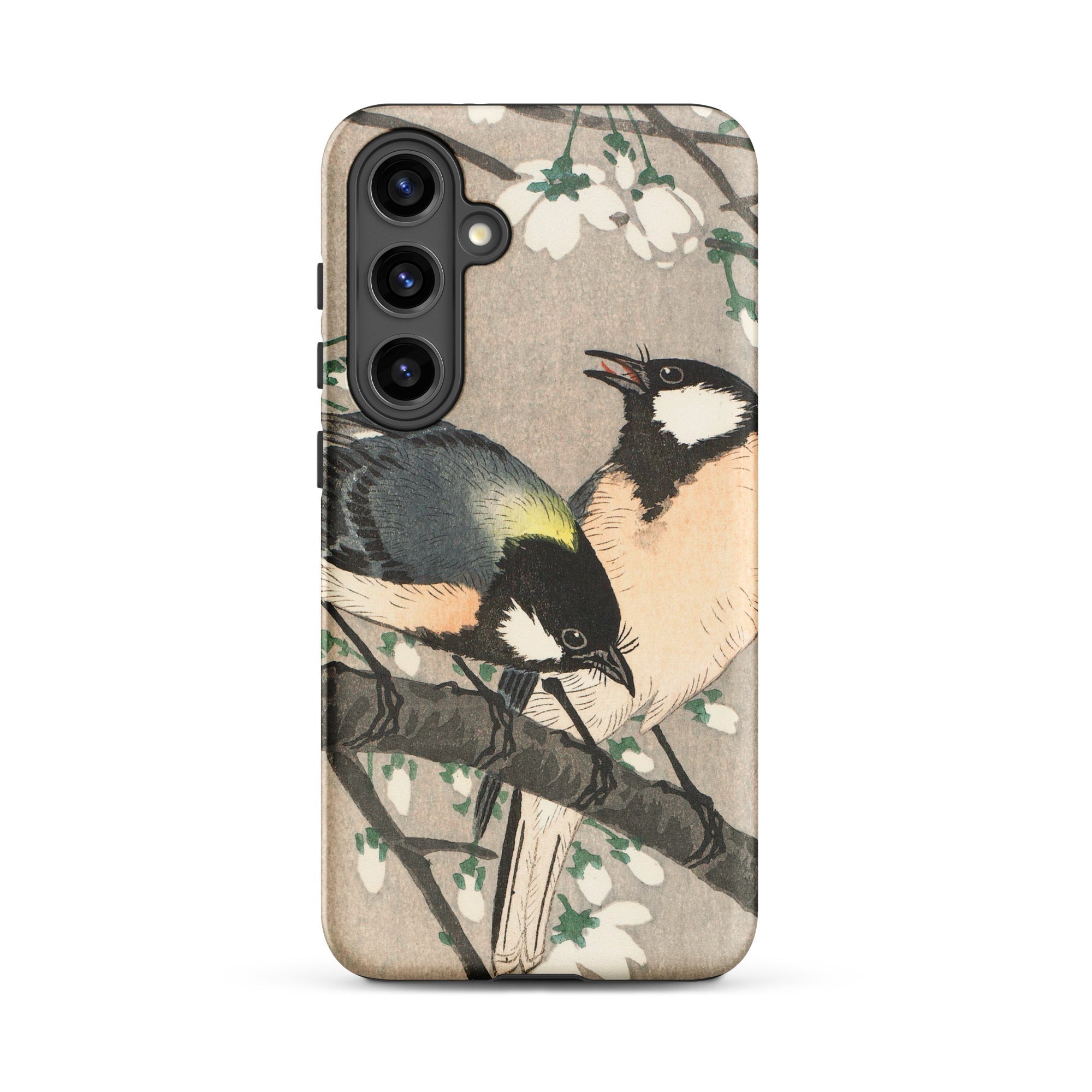 Tits on Cherry Branch Ohara Koson Samsung Case, Galaxy S24 Plus / Matte, Smartphone Case Traditional Japanese Style Illustration Two Birds