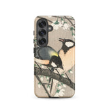 Tits on Cherry Branch - Ohara Koson Samsung Case, Galaxy S25 / Matte, Phone Case Artistic Depiction Two Birds Branch White