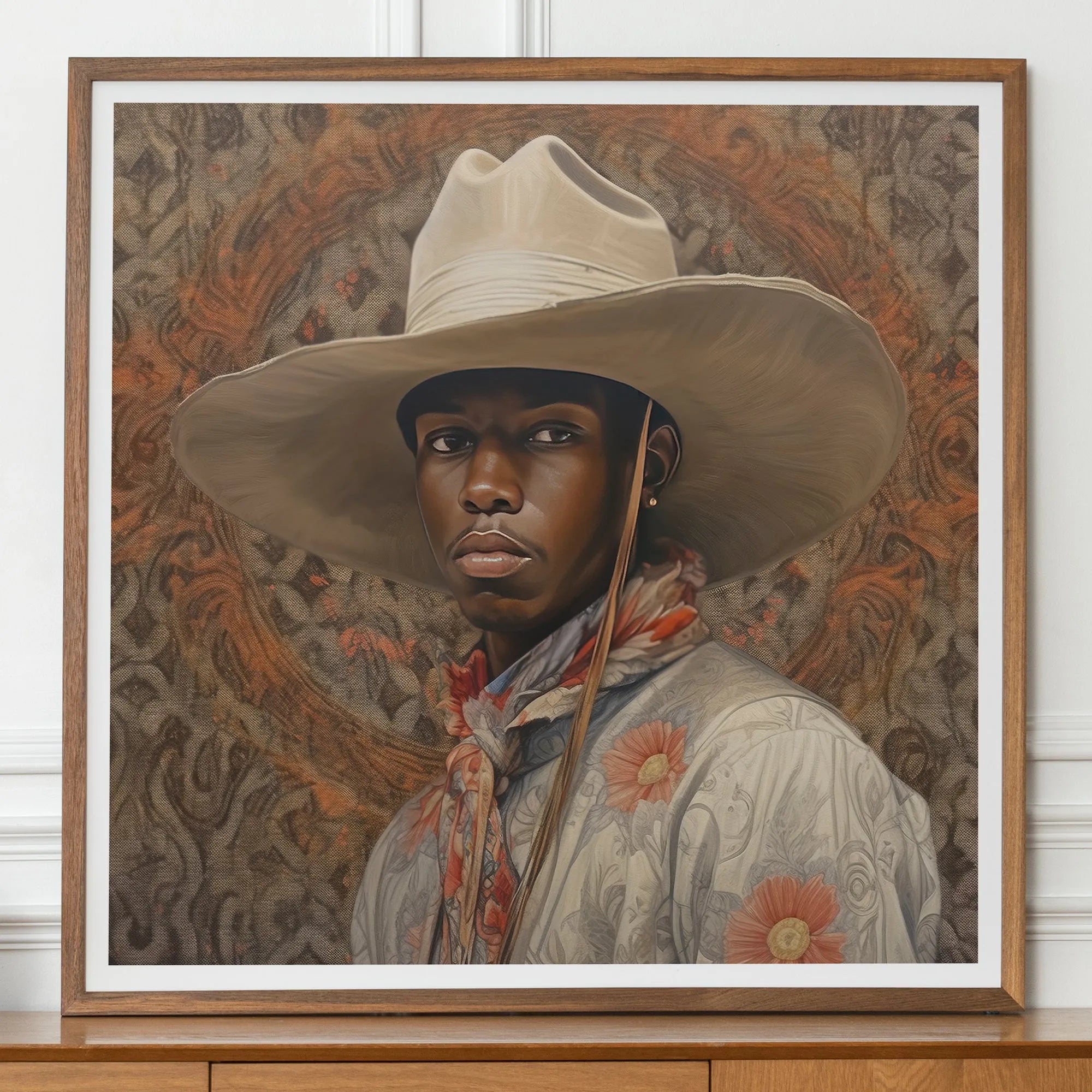 Titus - Gay Black Cowboy Art Print - Afroamerican Dandy - 30’x30’ - Posters Prints & Visual Artwork - Aesthetic Art