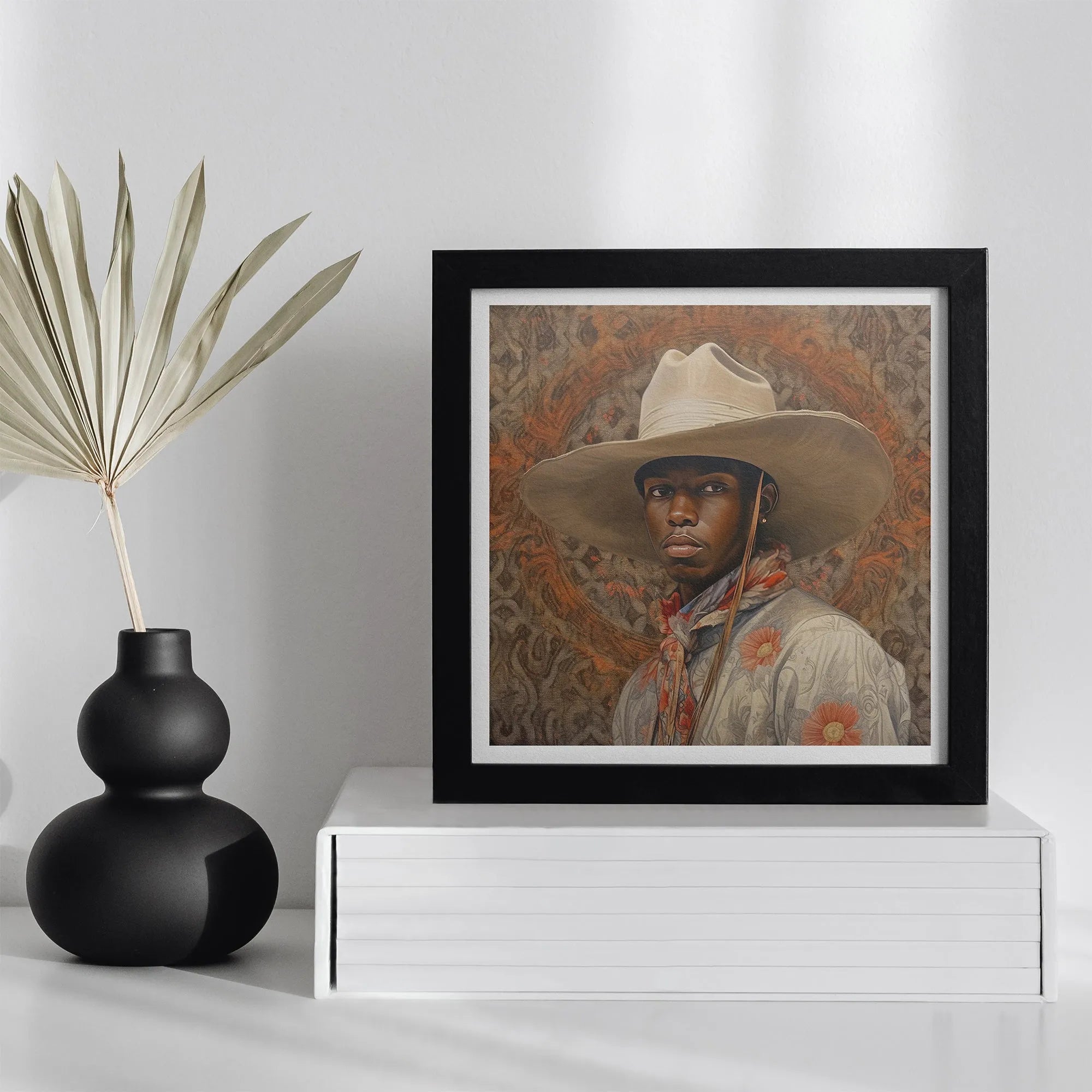 Titus - Gay Black Cowboy Art Print - Afroamerican Dandy - 16’x16’ - Posters Prints & Visual Artwork - Aesthetic Art