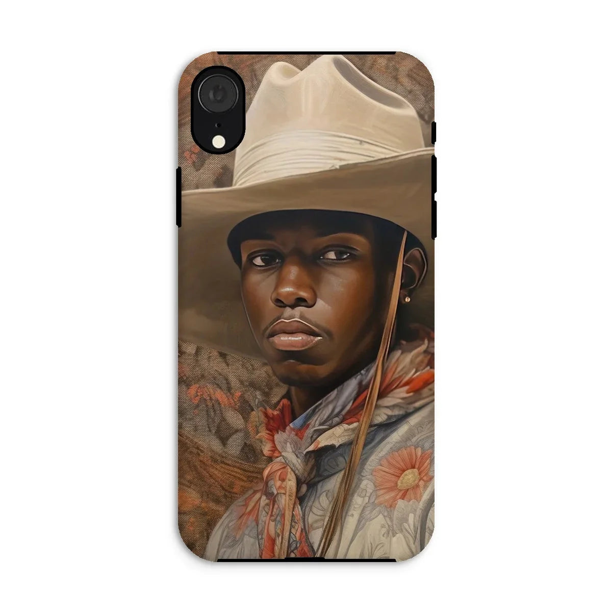 Titus - Gay Black Cowboy Dandy Iphone Case, Xr / Matte, Kite-757511617, Phone Case Portrait Black Cowboy Light-colored Hat Floral-patterned