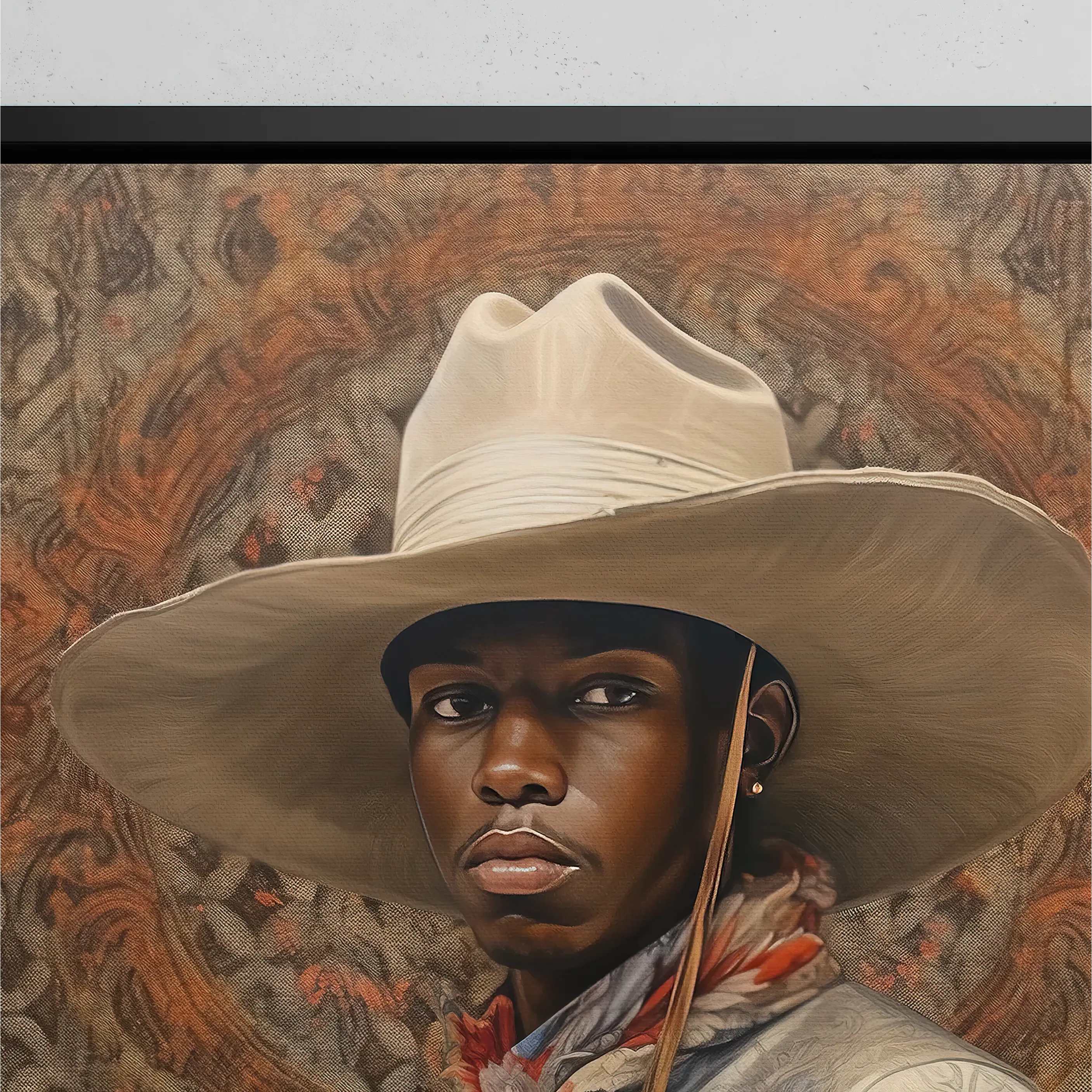 Titus - Gay Black Cowboy Framed Canvas - Afroamerican Dandy - Posters Prints & Visual Artwork - Aesthetic Art