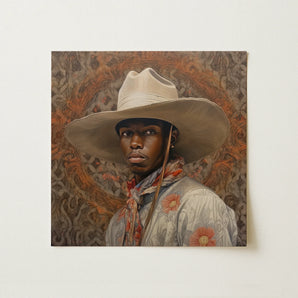 Titus - Gay Black Dandy Cowboy Art Print / Canvas, 12x12’’ / 31x31cm / Unframed / no Border, Posters Prints & Visual Artwork, Toby Leon