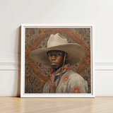 Framed Portrait Man Wide-brimmed Beige Cowboy Hat Light-colored Gay, Spirit’s Queer, Elegant Outlaw’s