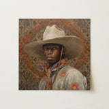 Titus - Gay Black Dandy Cowboy Art Print / Canvas Detailed Oil Painting Man Wide-brimmed Off-white Cowboy Hat Gay Cowboy, Spirit’s Queer,