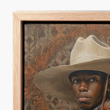 Framed Canvas Painting Portrait Man Wide-brimmed Beige Cowboy Gay, Spirit’s Queer, Elegant Outlaw’s