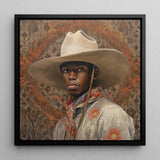 Titus - Gay Black Dandy Cowboy Art Print / Canvas Framed Portrait Man Off-white Hat Wide Brim, Spirit’s Queer, Elegant Outlaw’s Prints
