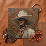Titus - Gay Black Dandy Cowboy Art Print / Canvas Square Canvas Print Portrait Man Wide-brimmed White Cowboy Gay Cowboy, Spirit’s Queer,