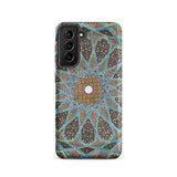 Tomb of Hafez - Shiraz Mosaic Ceiling Phone Case Samsung Galaxy S21 / Matte Phone Case Intricate Symmetrical Geometric Pattern Shades Blue