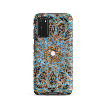 Tomb of Hafez - Shiraz Mosaic Ceiling Phone Case Samsung Galaxy S20 / Matte Phone Case Intricate Symmetrical Geometric Pattern Shades Blue