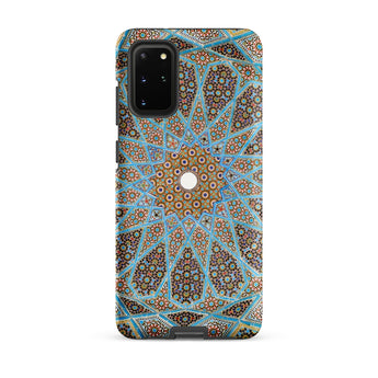 Tomb of Hafez - Shiraz Mosaic Ceiling Phone Case Samsung Galaxy S20 Plus / Matte Phone Case Intricate Geometric Pattern Shades Blue Gold