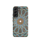 Tomb of Hafez - Shiraz Mosaic Ceiling Phone Case Samsung Galaxy S22 / Matte Phone Case Intricate Symmetrical Geometric Pattern Shades Blue