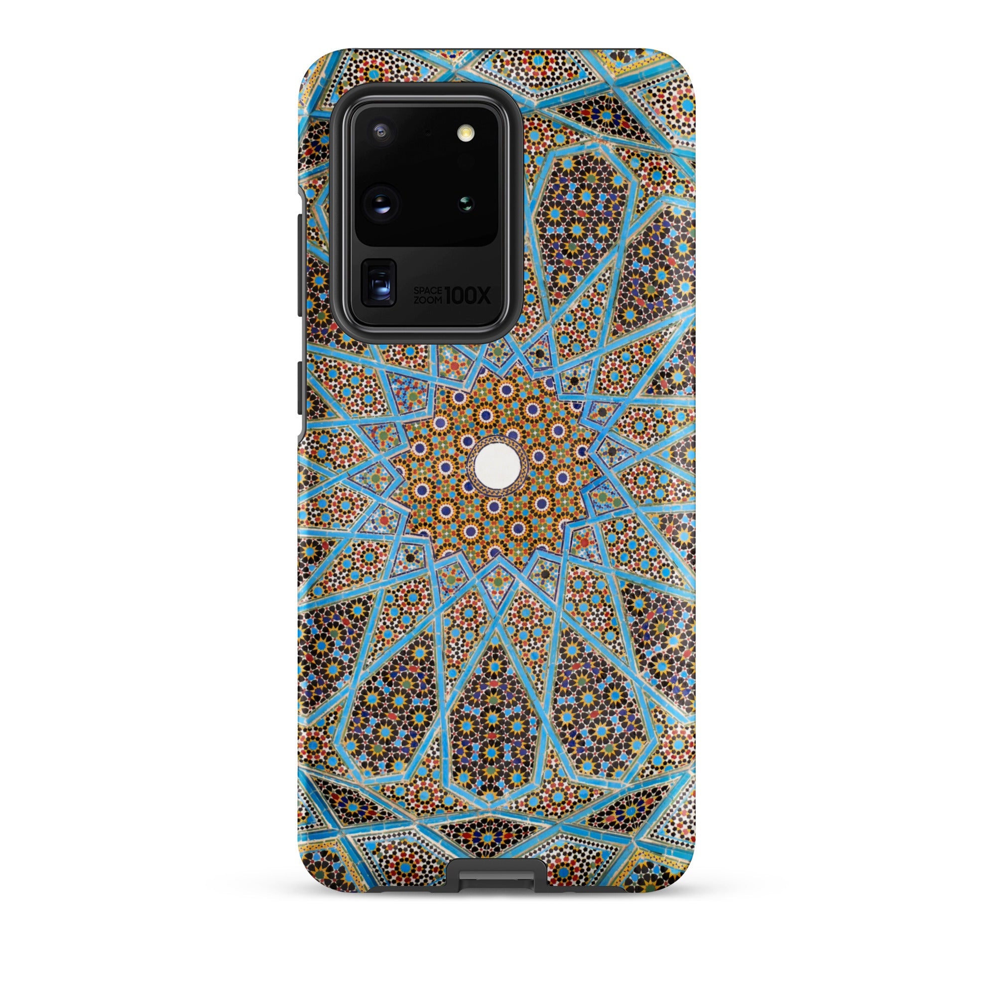 Tomb of Hafez Shiraz Mosaic Ceiling Samsung Case, Galaxy S20 Ultra / Matte, Smartphone Case Intricate Blue Brown Geometric Pattern