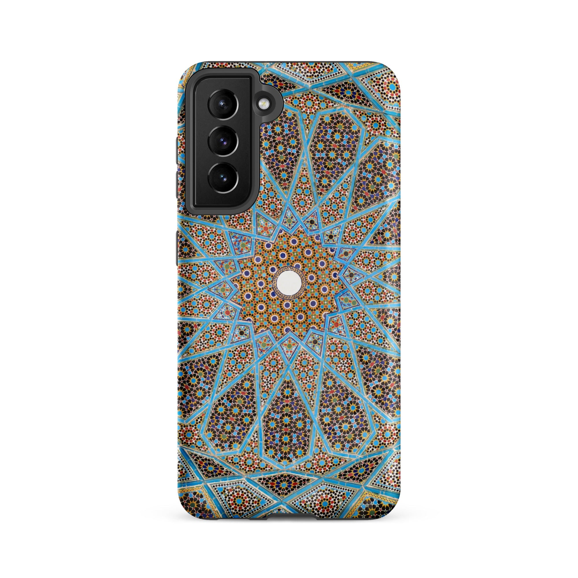 Tomb of Hafez Shiraz Mosaic Ceiling Samsung Case, Galaxy S21 Fe / Matte, Smartphone Case Intricate Mosaic Pattern Shades Blue Gold