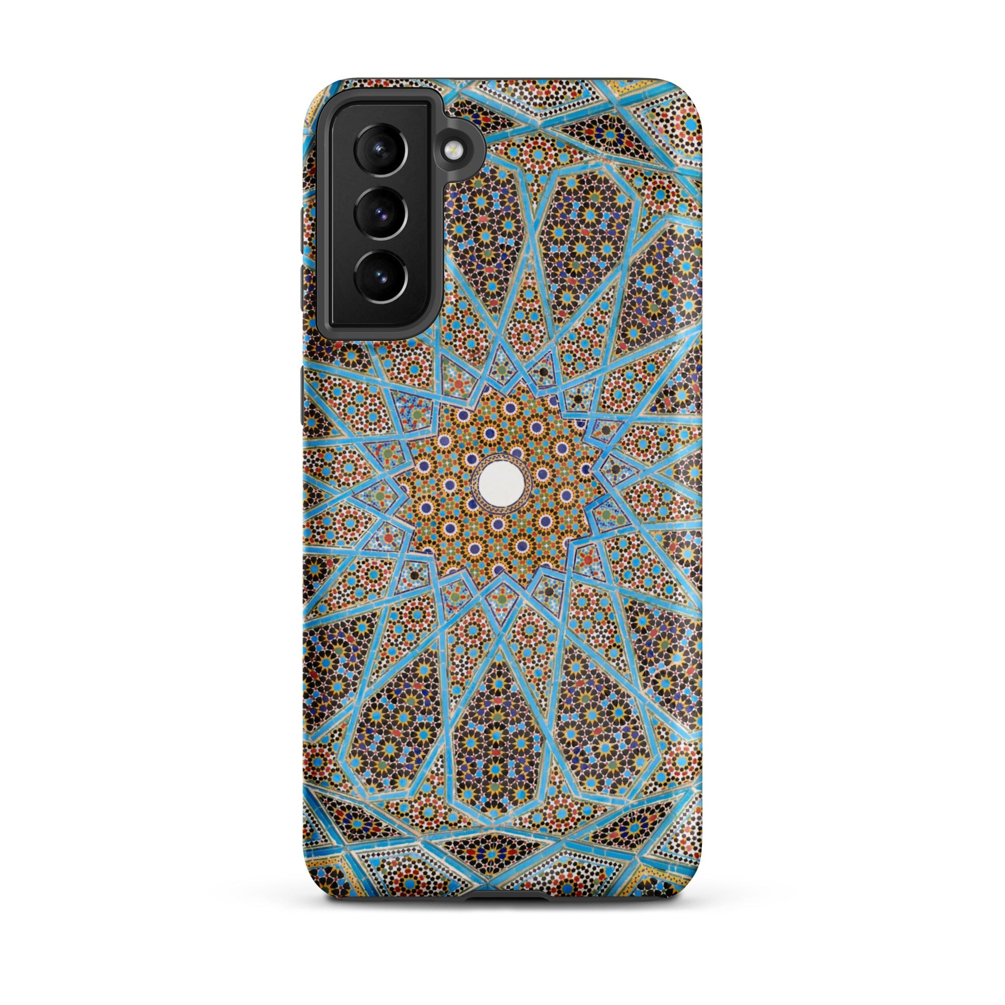 Tomb of Hafez Shiraz Mosaic Ceiling Samsung Case, Galaxy S21 Plus / Matte, Smartphone Case Intricate Blue Gold Geometric Tile Pattern