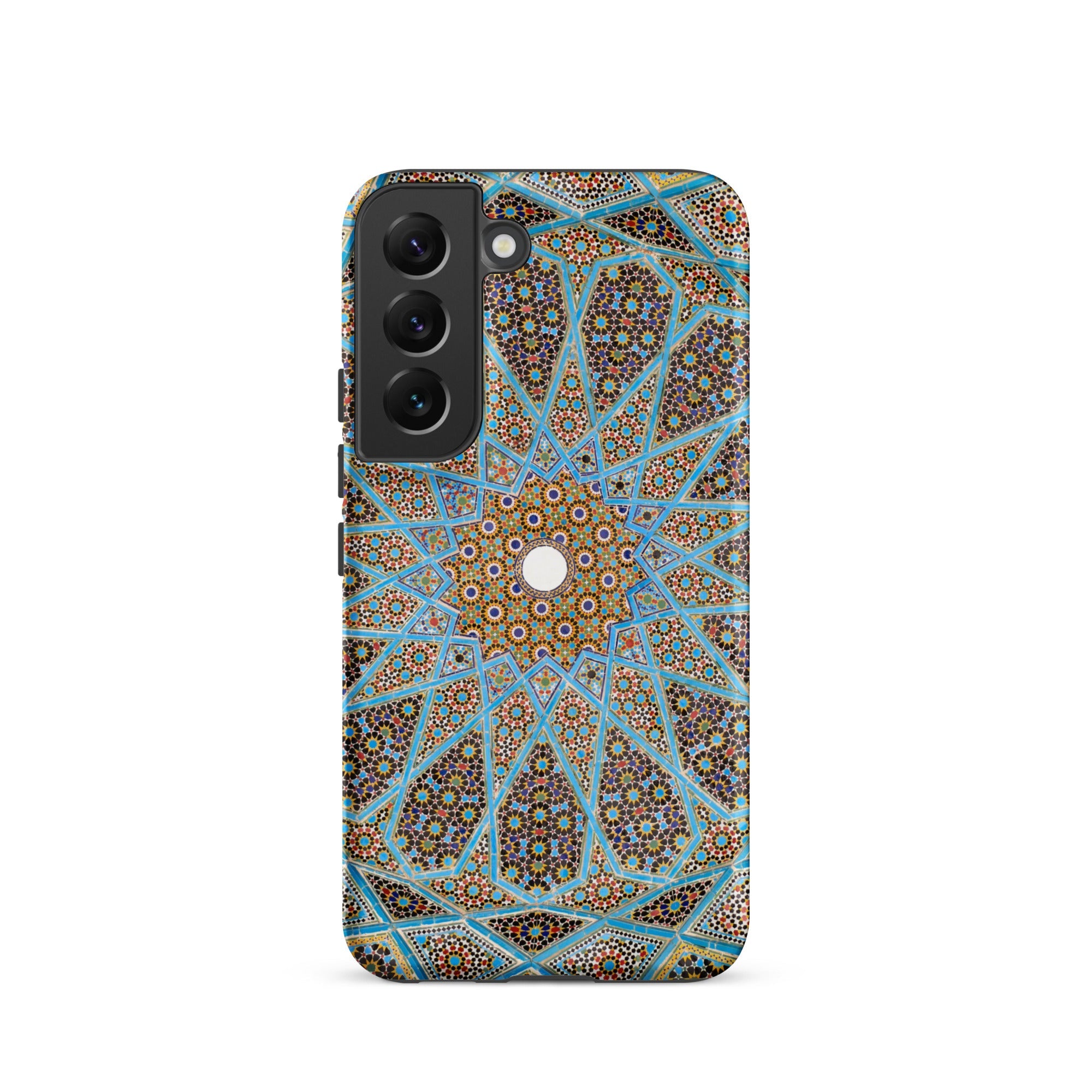 Tomb of Hafez Shiraz Mosaic Ceiling Samsung Case, Galaxy S22 / Matte, Smartphone Case Intricate Mosaic Pattern Shades Blue Gold