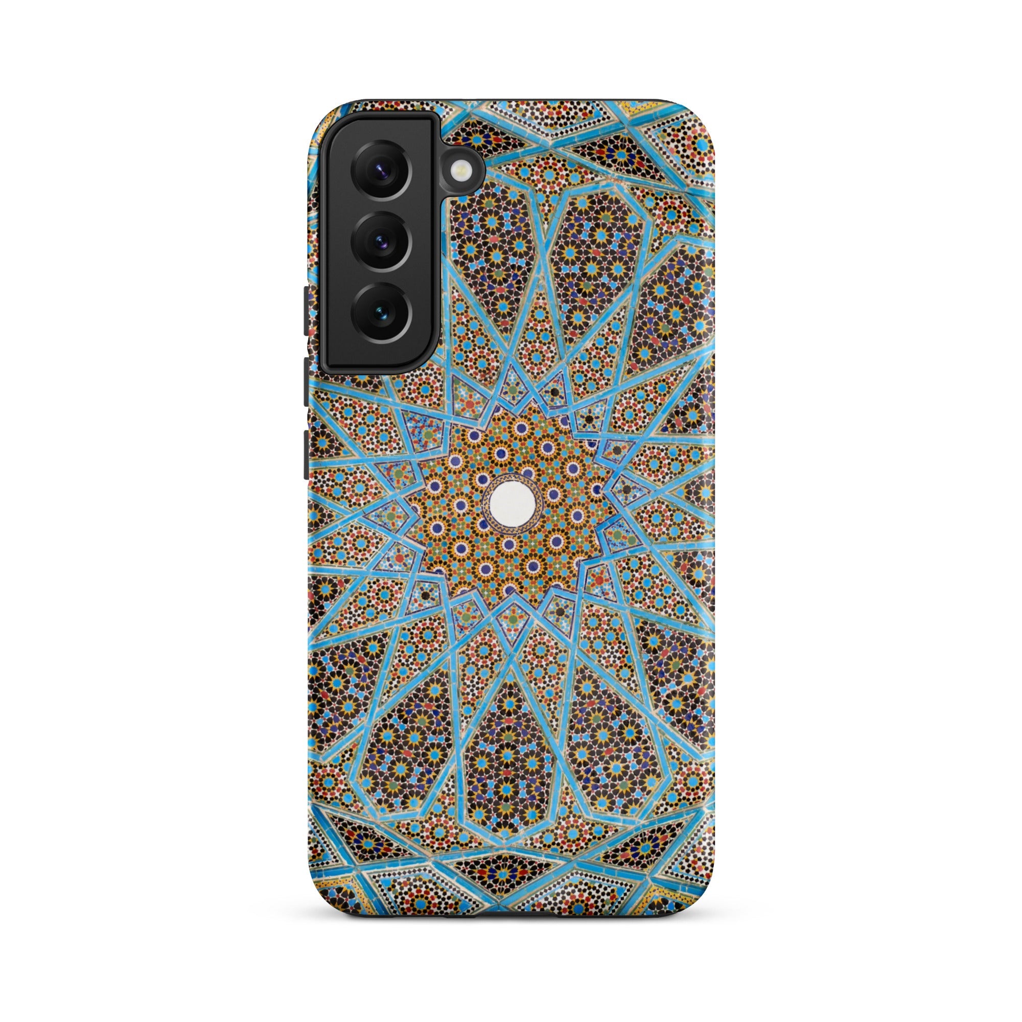 Tomb of Hafez Shiraz Mosaic Ceiling Samsung Case, Galaxy S22 Plus / Matte, Phone Case Intricate Blue Gold Geometric Pattern