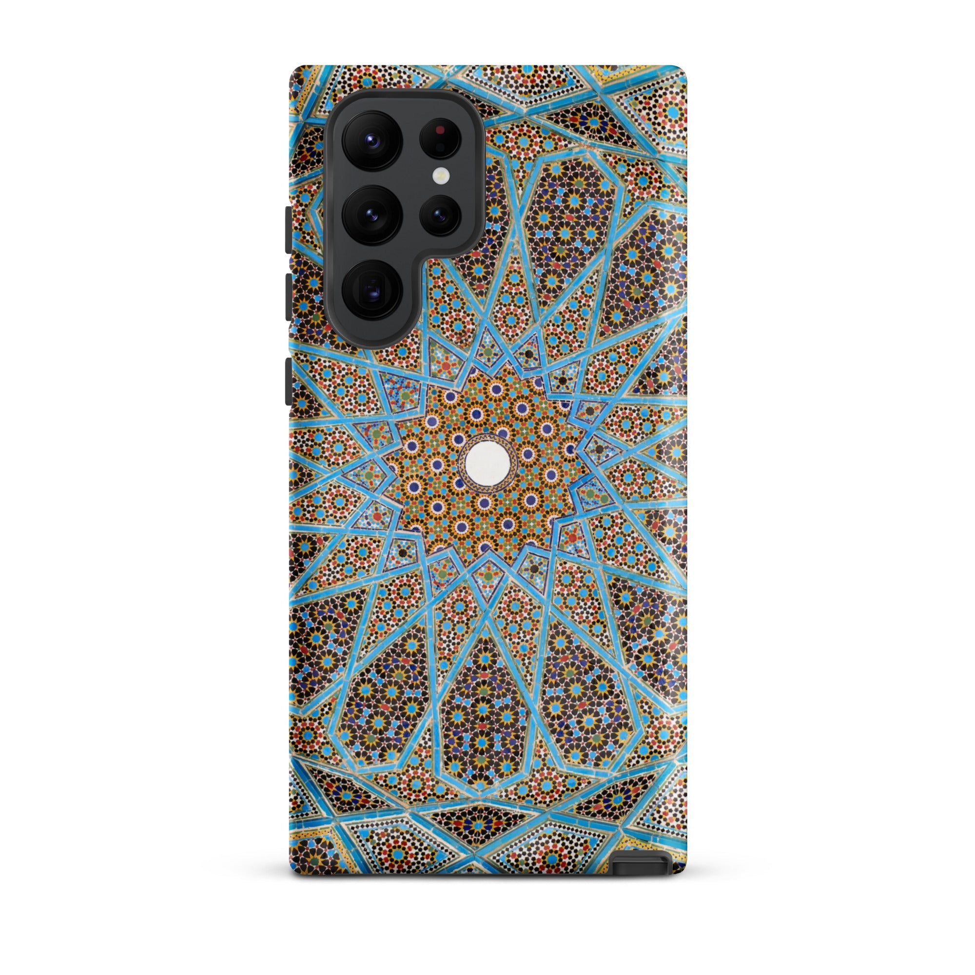Tomb of Hafez Shiraz Mosaic Ceiling Samsung Case, Galaxy S22 Ultra / Matte, Phone Case Intricate Blue Gold Geometric Pattern